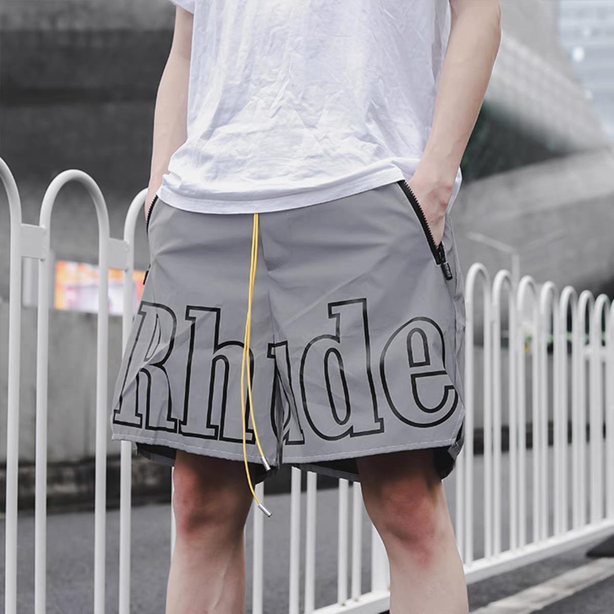 RHUDE Shorts Drawstring Reflective Letters