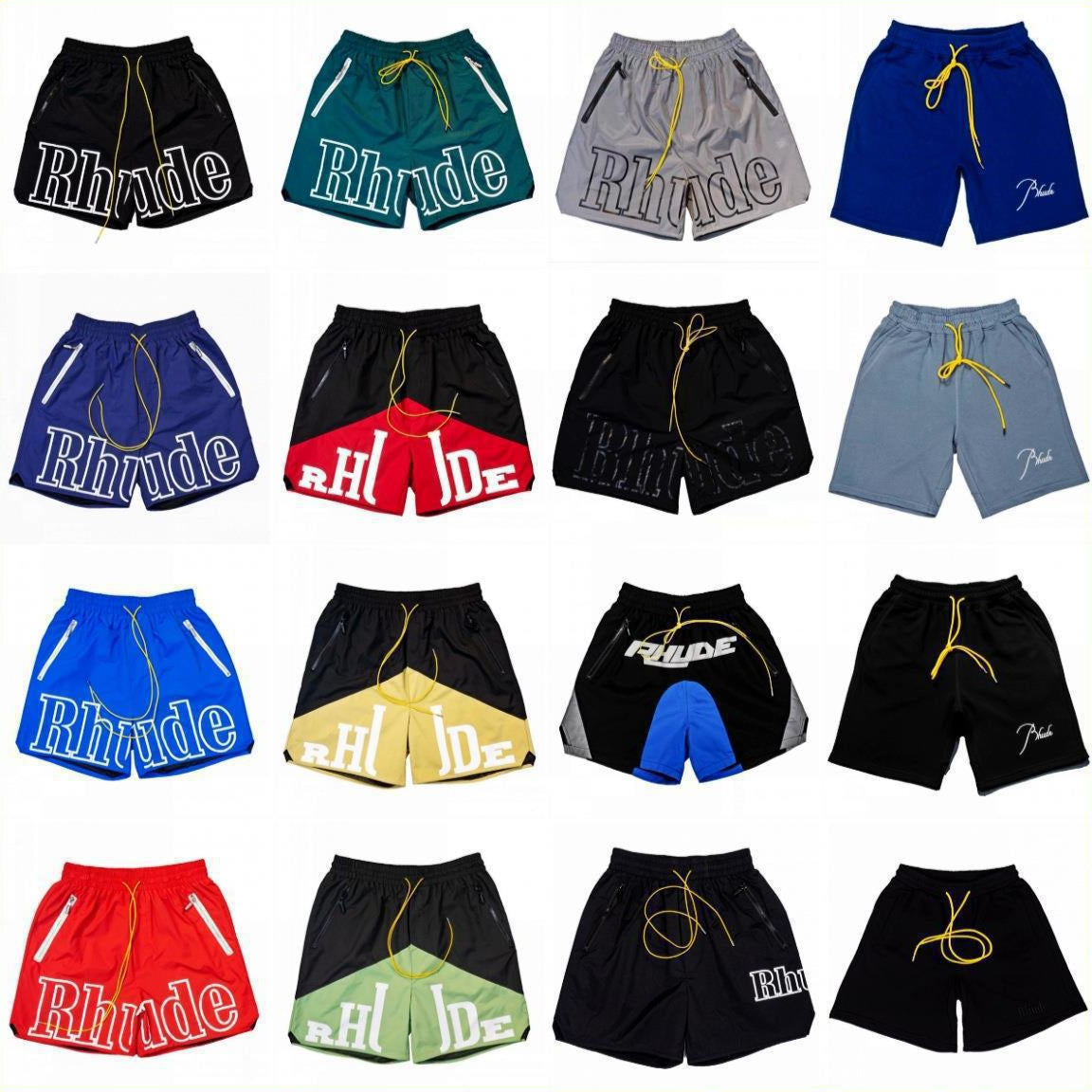 RHUDE Shorts Drawstring Reflective Letters